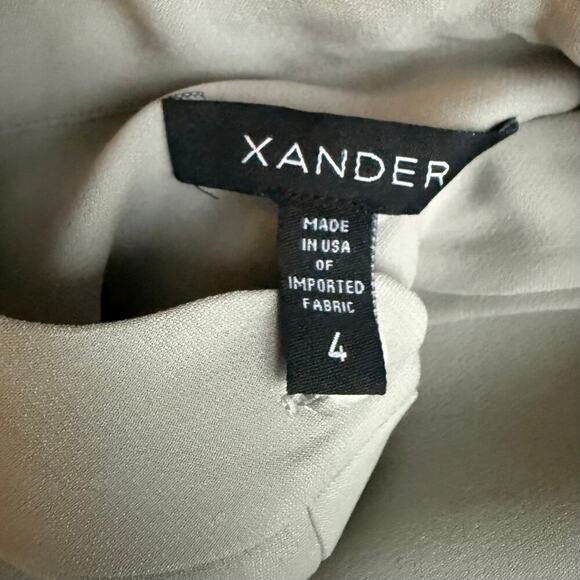 Xander 100% Silk Long Button Down Tunic Blouse Shirt Dress in Light Gray, Size 4 - Picture 3 of 10